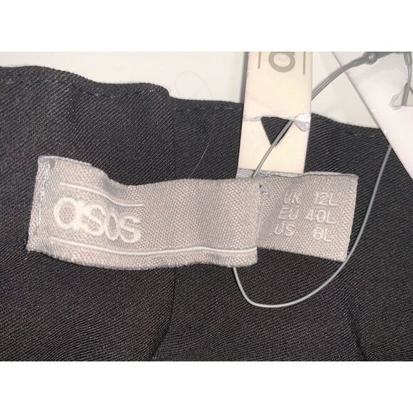 NEW ASOS Black Pleated Slacks Side Zip Dress Pants Women UK 12 12L US 8 8L NWT - Picture 4 of 8